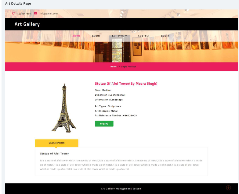 Art Gallery Management System