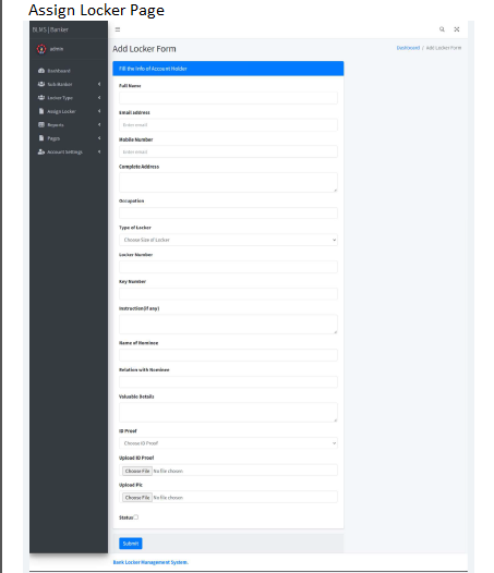 BANK LOCKER MANAGEMENT SOFTWARE