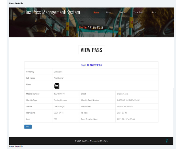 BUS PASS MANAGEMENT SOFTWARE