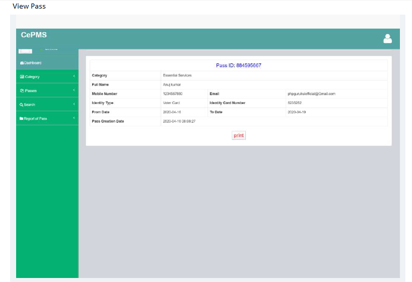 CURFEW E-PASS MANAGEMENT SOFTWARE