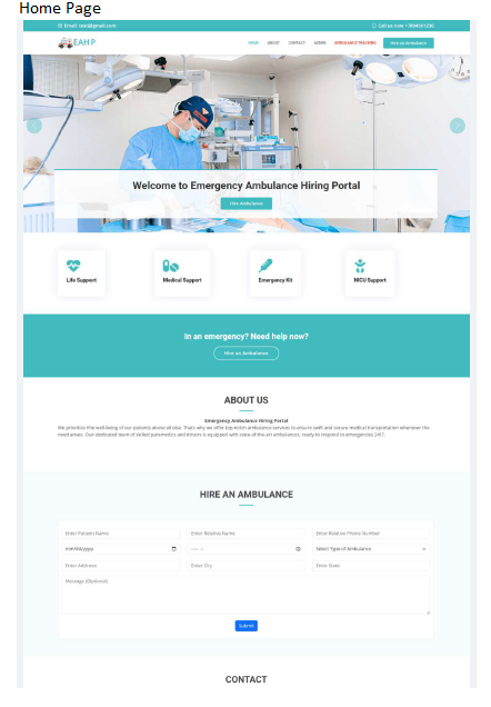EMERGENCY AMBULANCE HIRING PORTAL