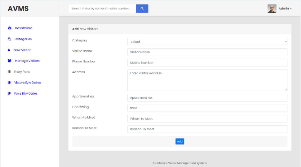 Apartment Visitor Management System