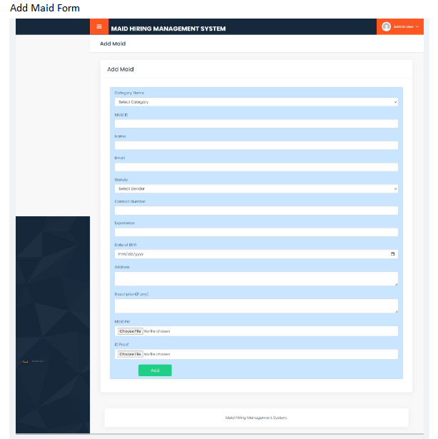 MAID HIRING MANAGEMENT SOFTWARE