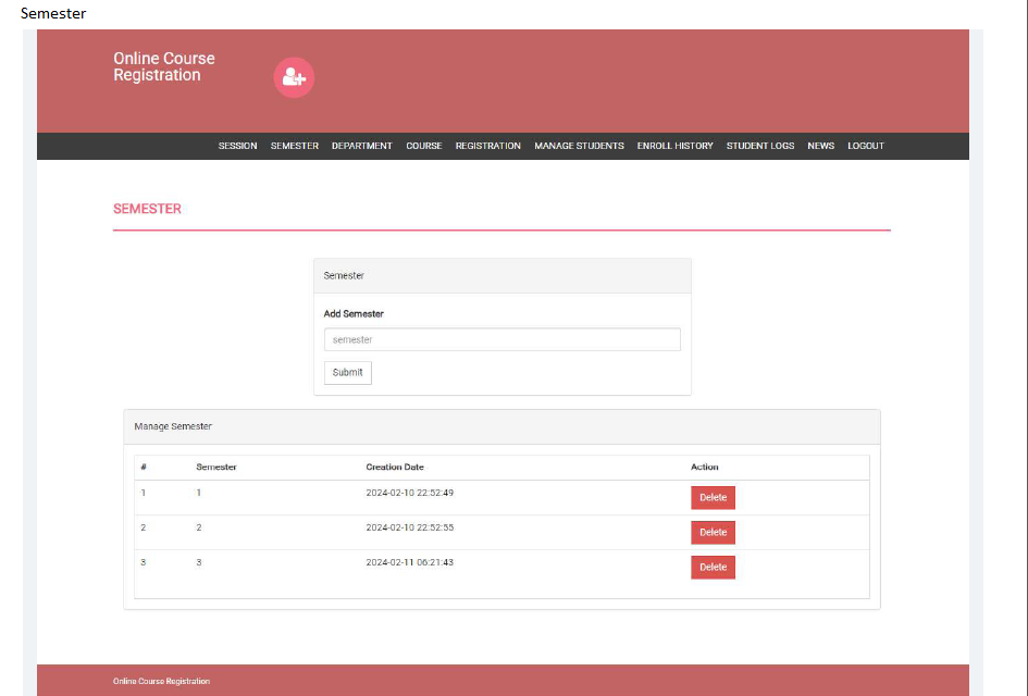 ONLINE COURSE REGISTRATION