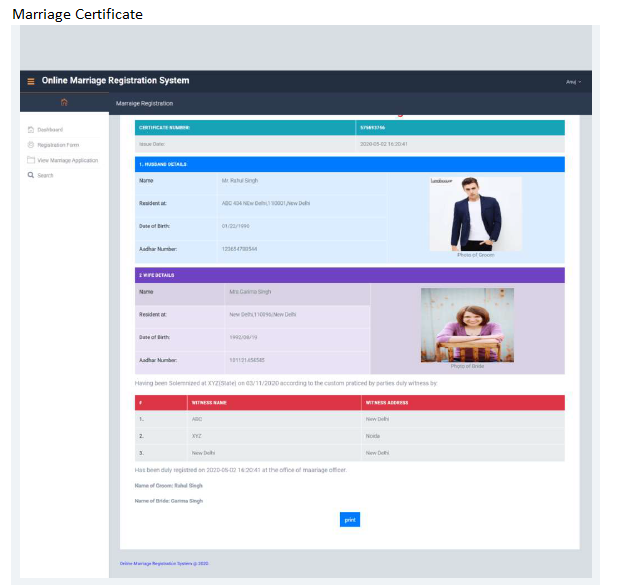 ONLINE MARRIAGE RAGISTRATION SOFTWARE