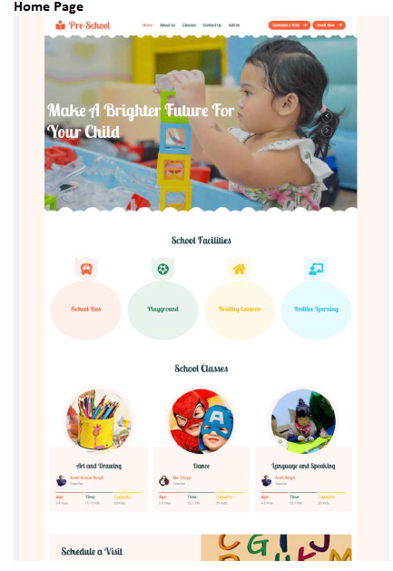 PRE-SCHOOL ENROLLMENT SOFTWARE