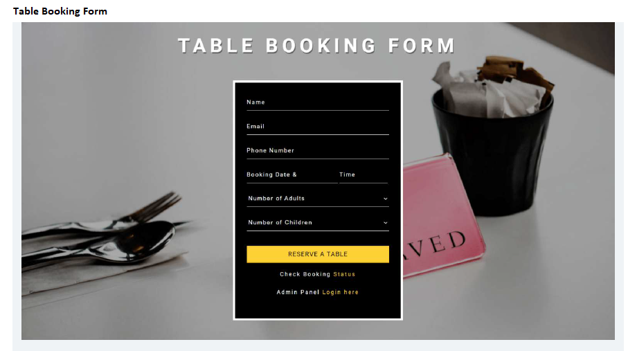 RESTAURANT TABLE BOOKING SOFTWARE