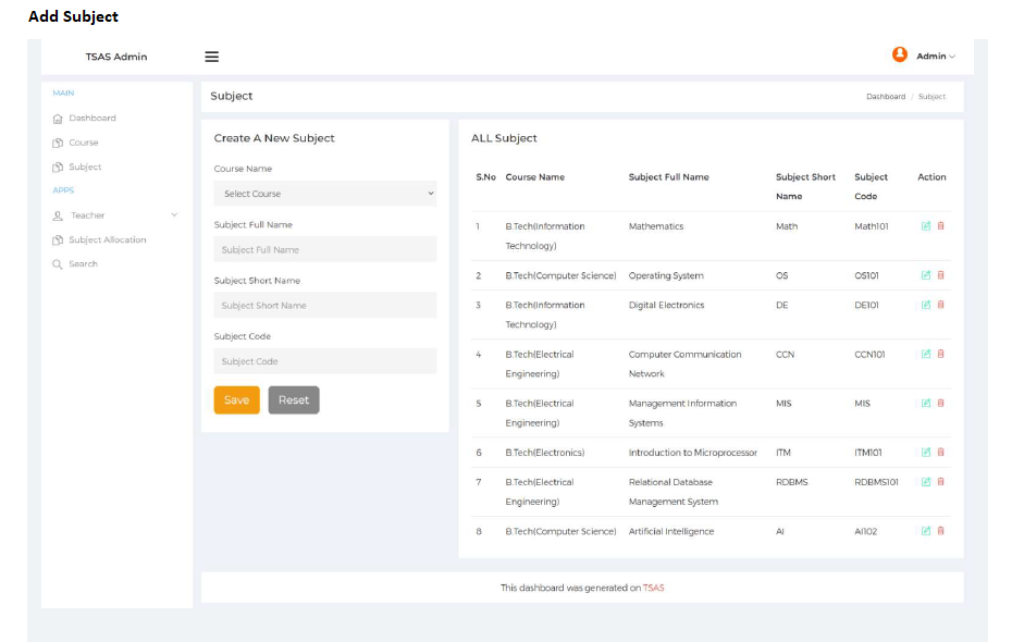 TEACHER SUBJECT ALLOCATION MANAGEMENT SOFTWARE