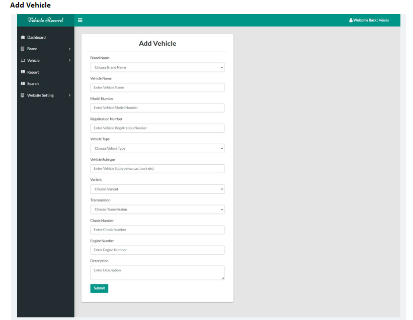 VEHICLE RECORD MANAGEMENT SOFTWARE